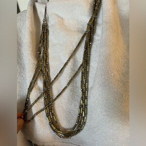 Chico’s Sparkle Long Beaded And Faux Diamond Layered Necklace